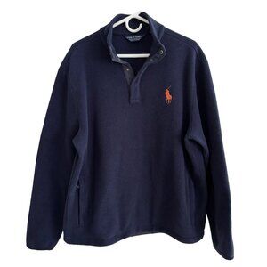 VTG POLO RALPH LAUREN Golf  BIG PONY  Snap Neck Pullover Fleece in Navy  MEN'S L